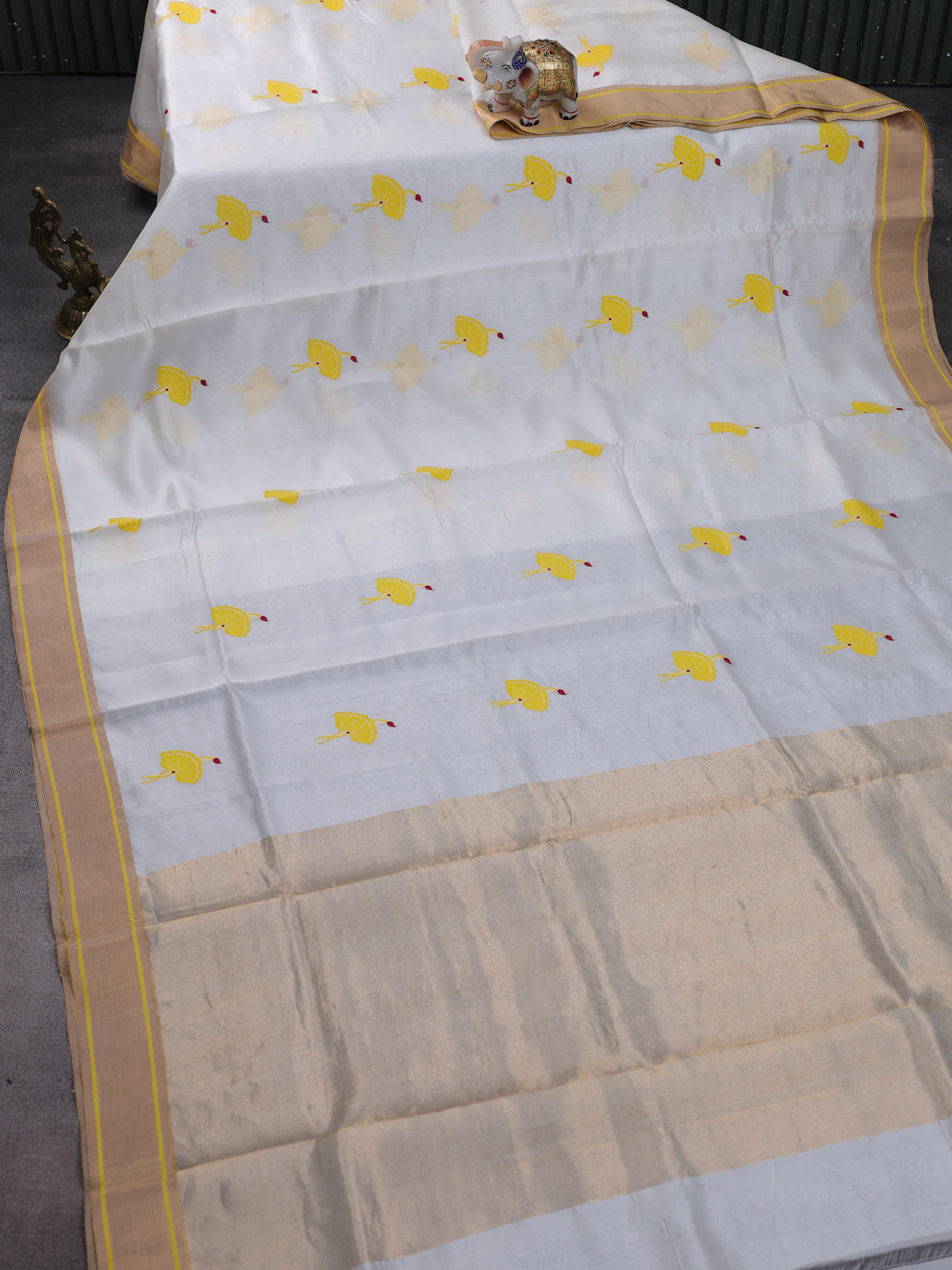 Off White Chanderi Silk Saree