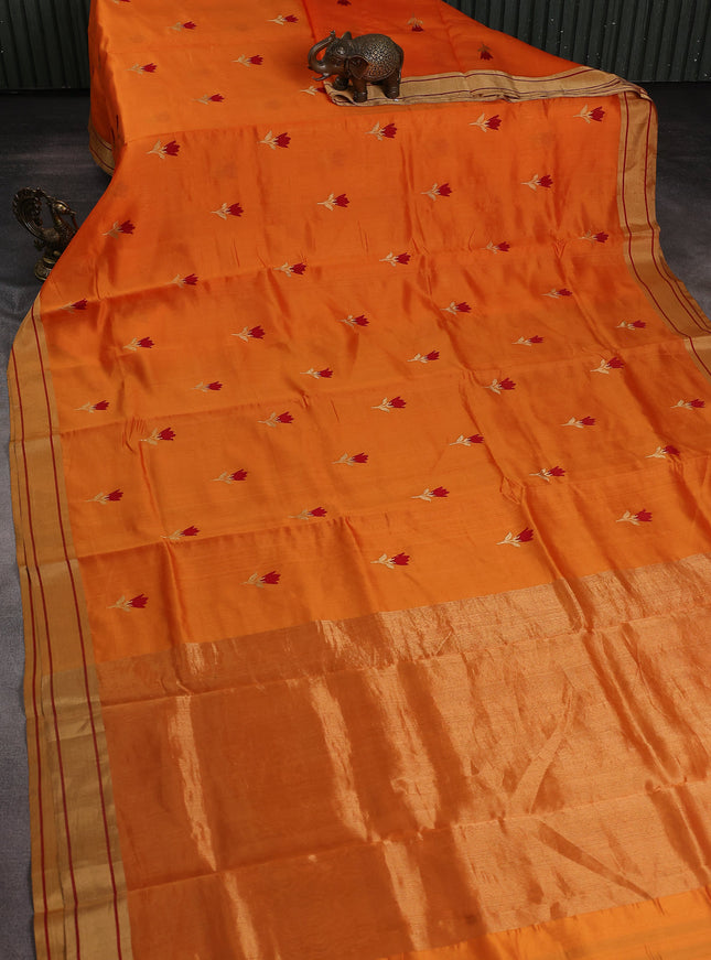Orange Chanderi Silk Saree
