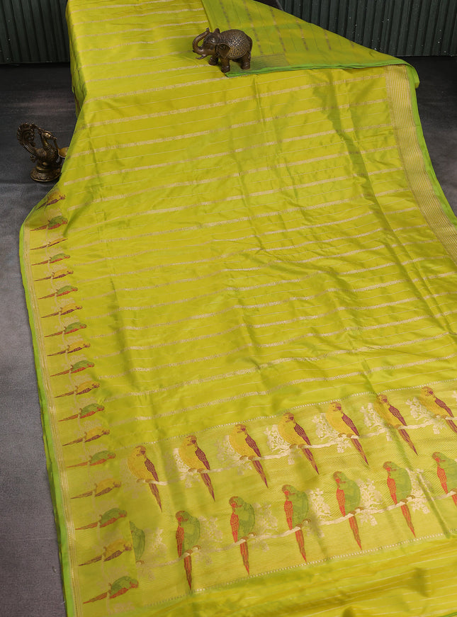 Fluorescent Green Banarasi Silk Saree