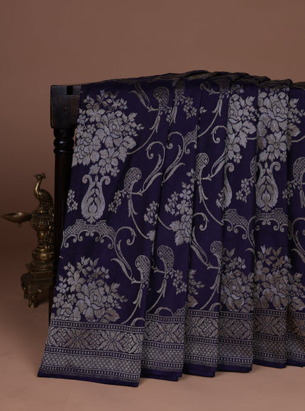 Navy Blue Banarasi Silk Saree