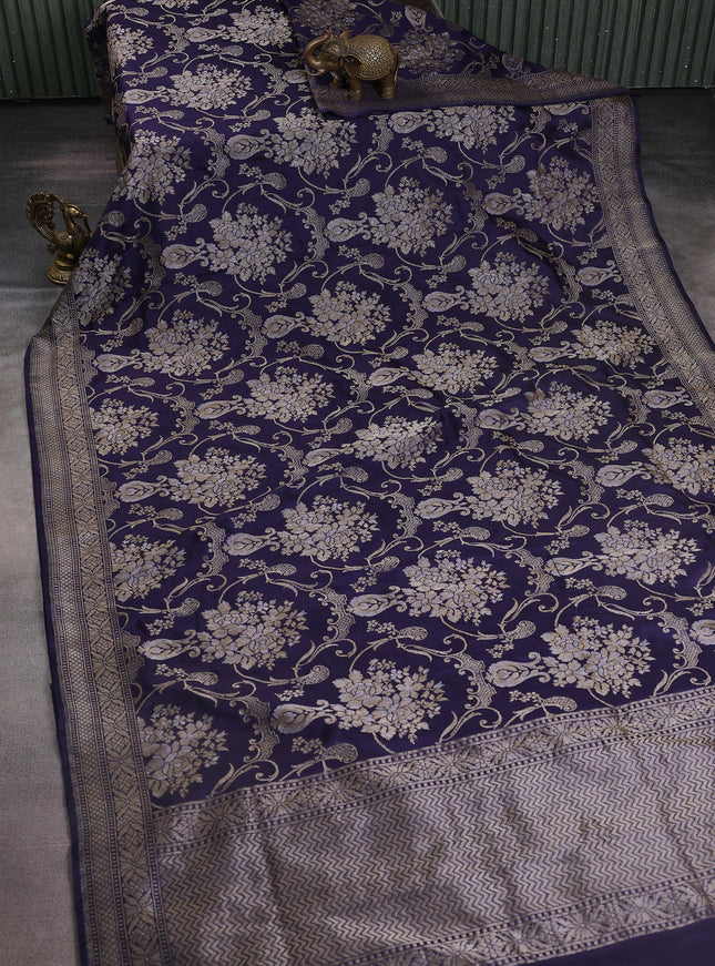 Navy Blue Banarasi Silk Saree