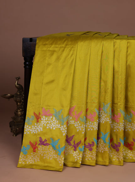 Lime Yellow Banarasi Silk Saree