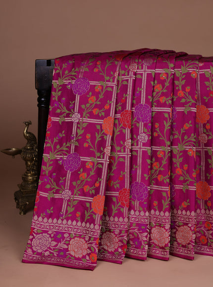 Magenta Pink Banarasi Silk Saree