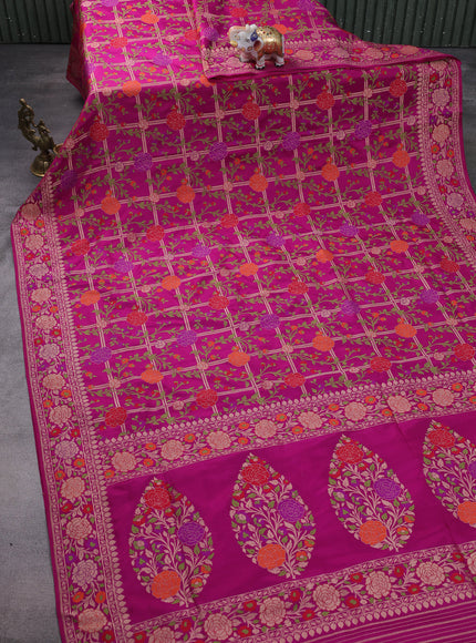 Magenta Pink Banarasi Silk Saree