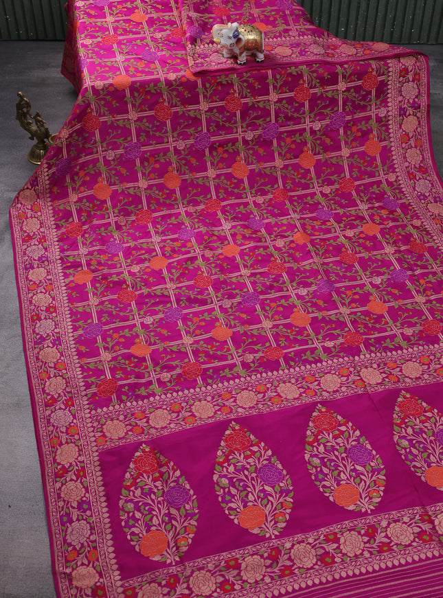 Magenta Pink Banarasi Silk Saree
