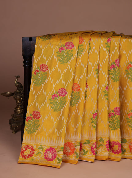 Mustard Yellow Banarasi Silk Saree