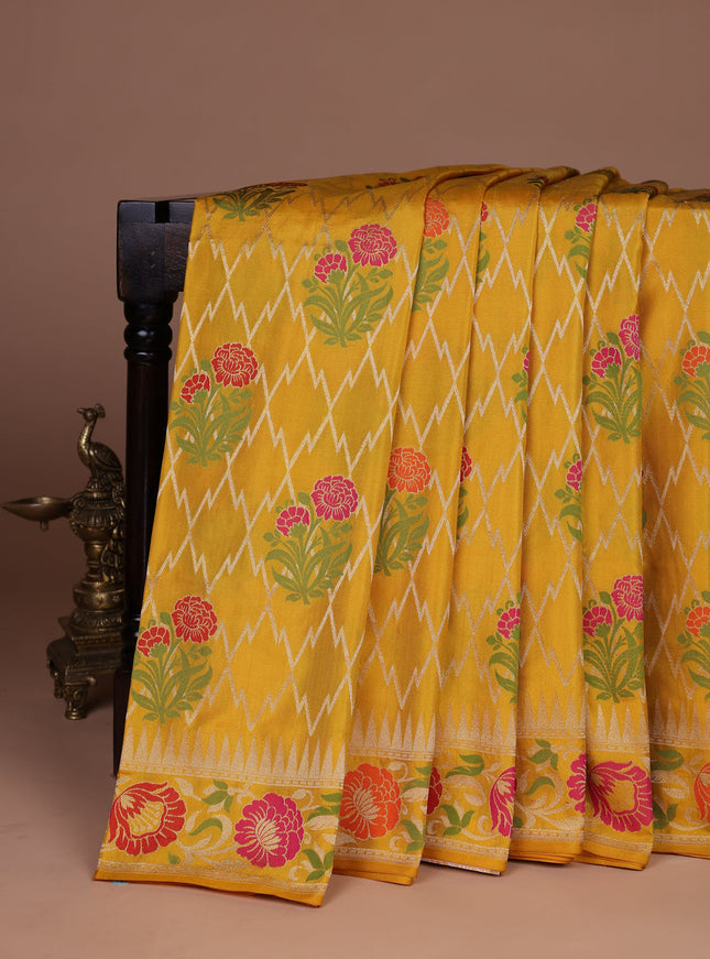 Mustard Yellow Banarasi Silk Saree