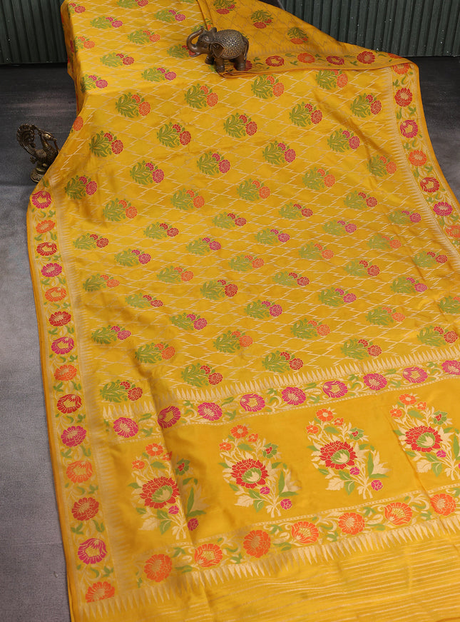 Mustard Yellow Banarasi Silk Saree
