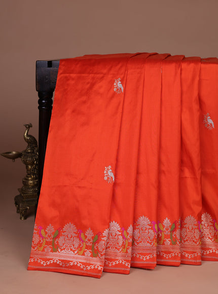 Orange Banarasi Silk Saree