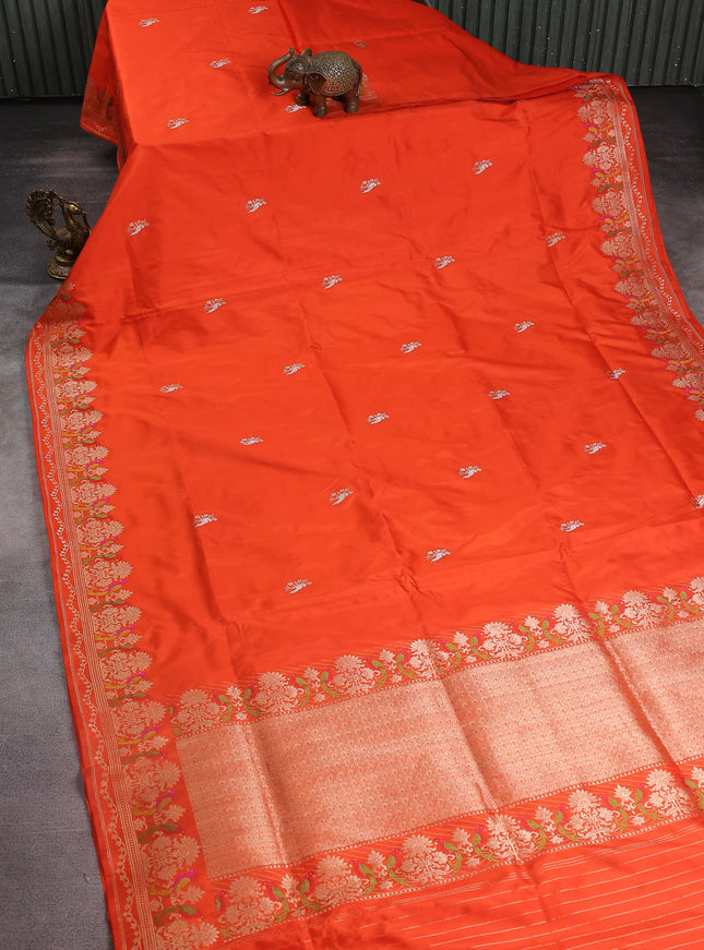 Orange Banarasi Silk Saree
