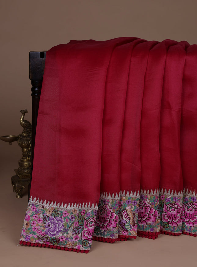 Red Organza Silk Saree