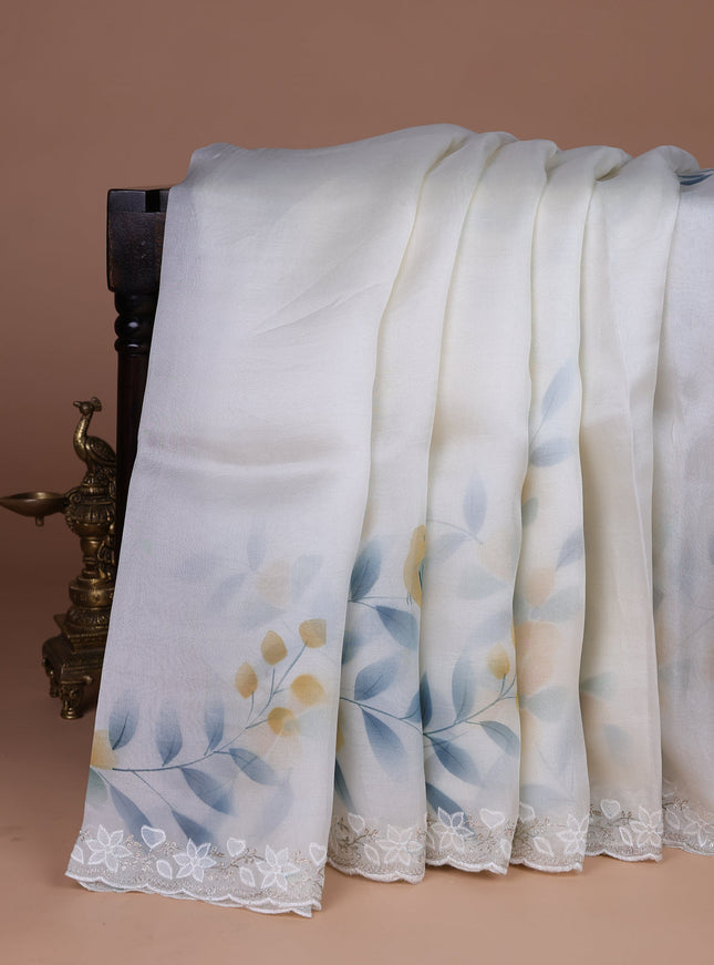 Off White Organza Silk Saree