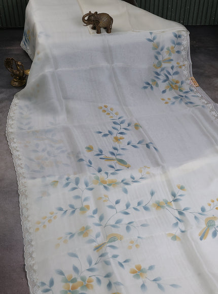 Off White Organza Silk Saree
