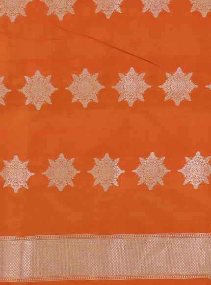 Pista Green-Orange Banarasi Silk Saree