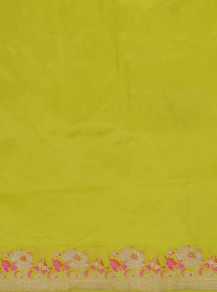 Lime Yellow Banarasi Silk Saree