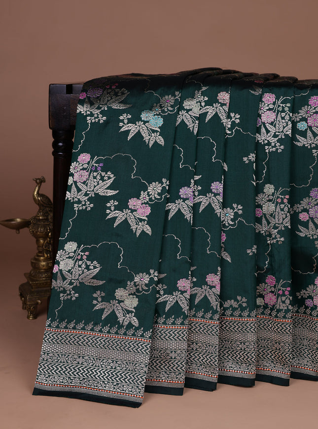 Dark Green Banarasi Silk Saree