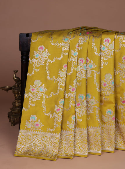 Mustard Yellow Banarasi Silk Saree
