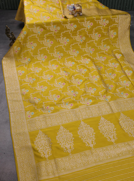 Mustard Yellow Banarasi Silk Saree