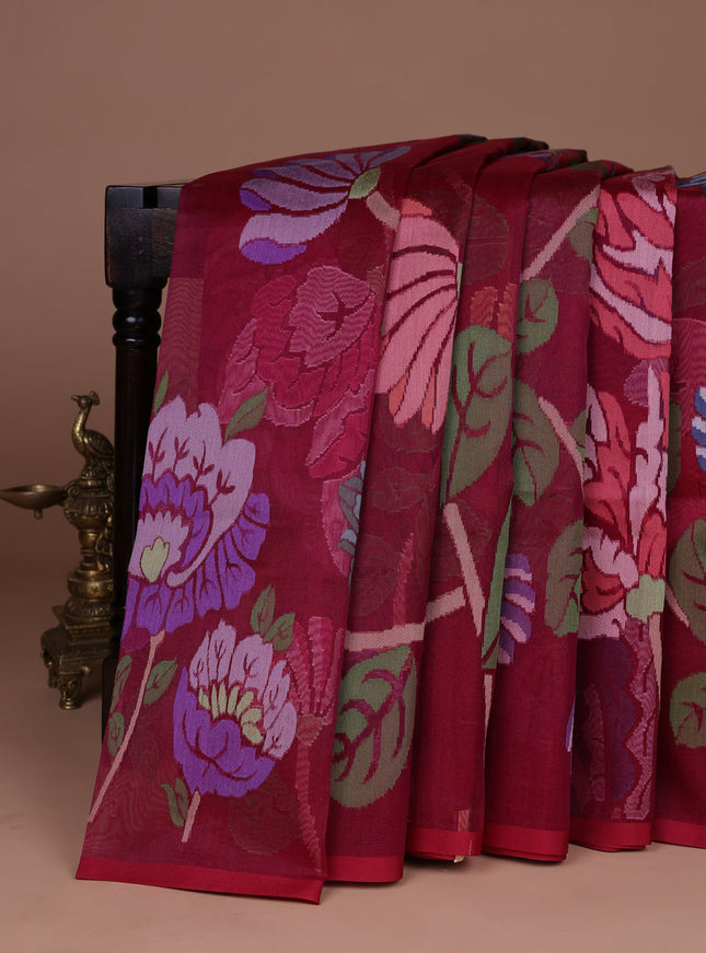 Maroon Banarasi Kora Saree
