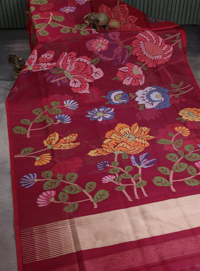 Maroon Banarasi Kora Saree
