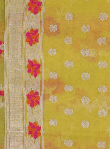 Yellow Banarasi Kora Saree