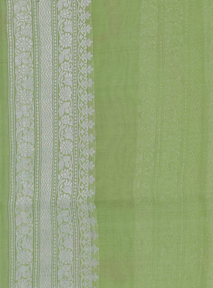 Pista Green Banarasi Kora Saree