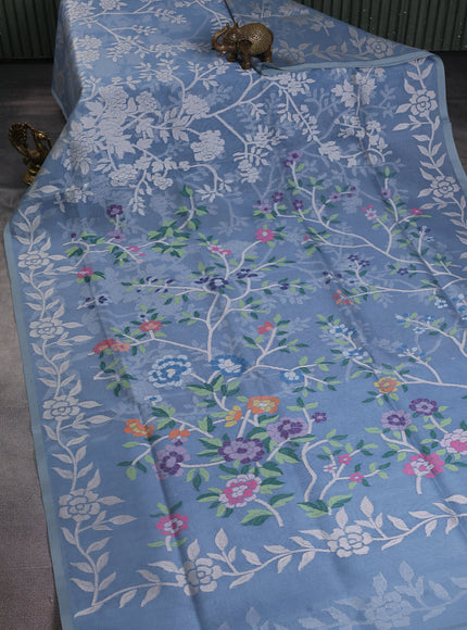 Pastel Blue Banarasi Kora Saree