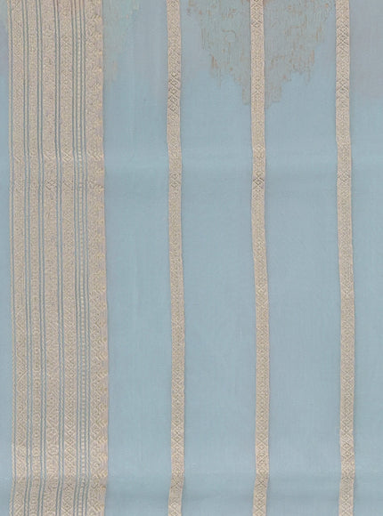 Teal Blue-Yellow Banarasi Kora Saree