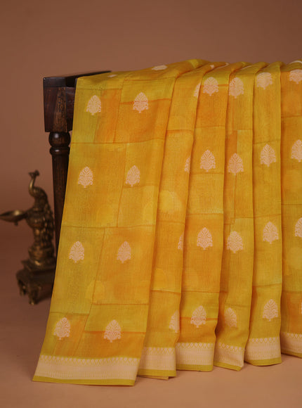 Yellow Tussar Silk Saree