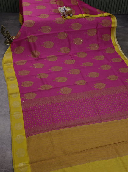 Pink Tussar Silk Saree