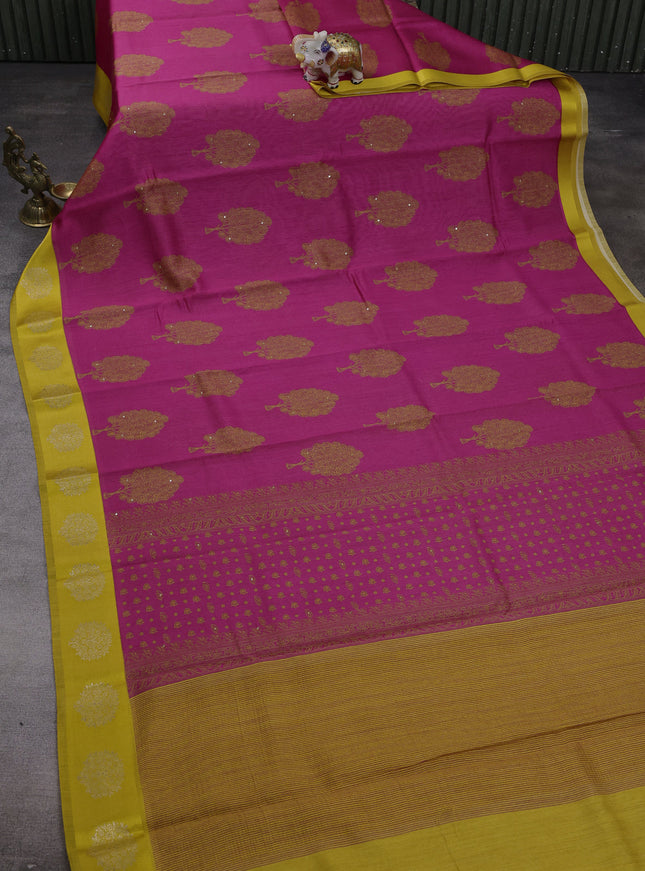 Pink Tussar Silk Saree