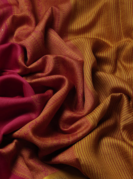 Pink-Yellow Tussar Silk Saree