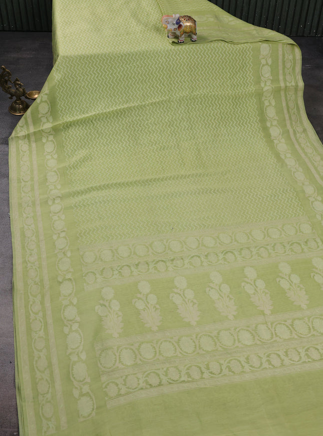 Pista Green Banarasi Cotton Saree