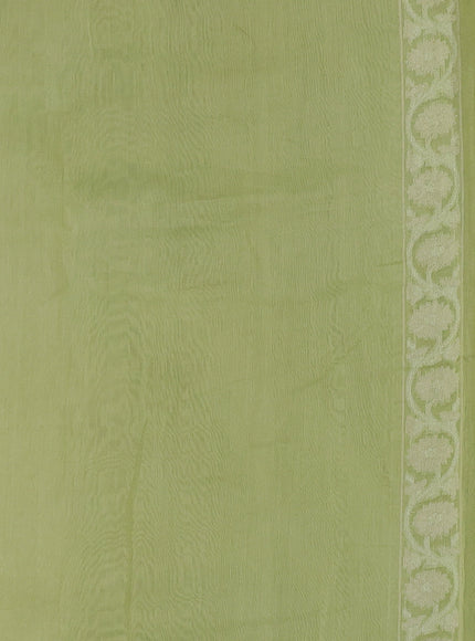 Pista Green Banarasi Cotton Saree