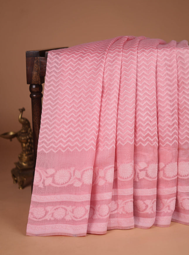 Pastel Pink Banarasi Cotton Saree