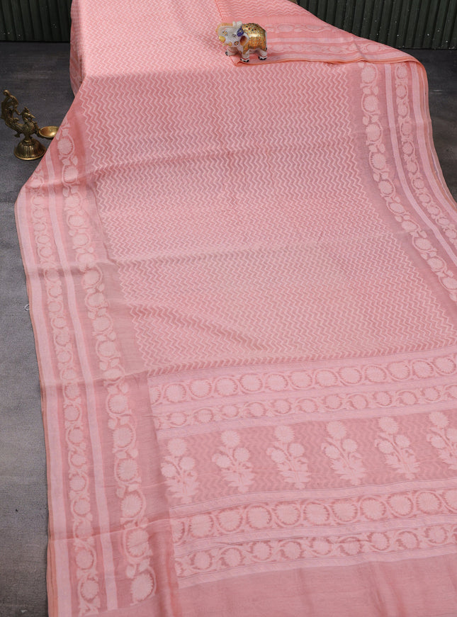 Pastel Pink Banarasi Cotton Saree