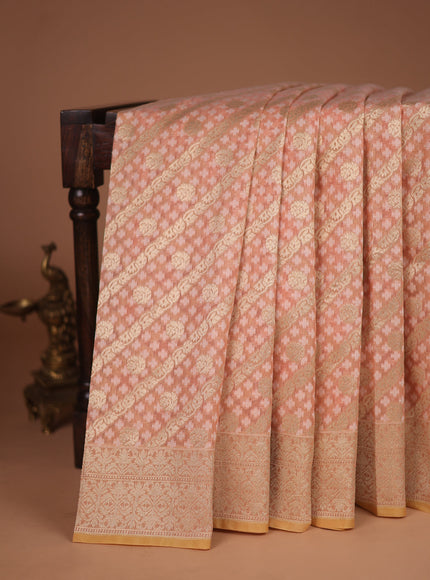 Pale Orange Banarasi Cotton Saree