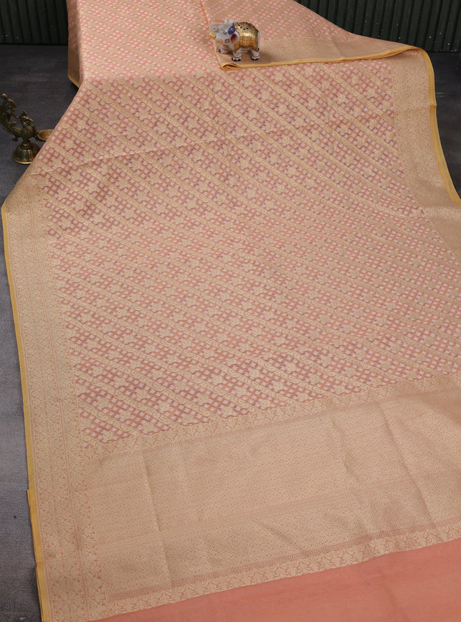 Pale Orange Banarasi Cotton Saree