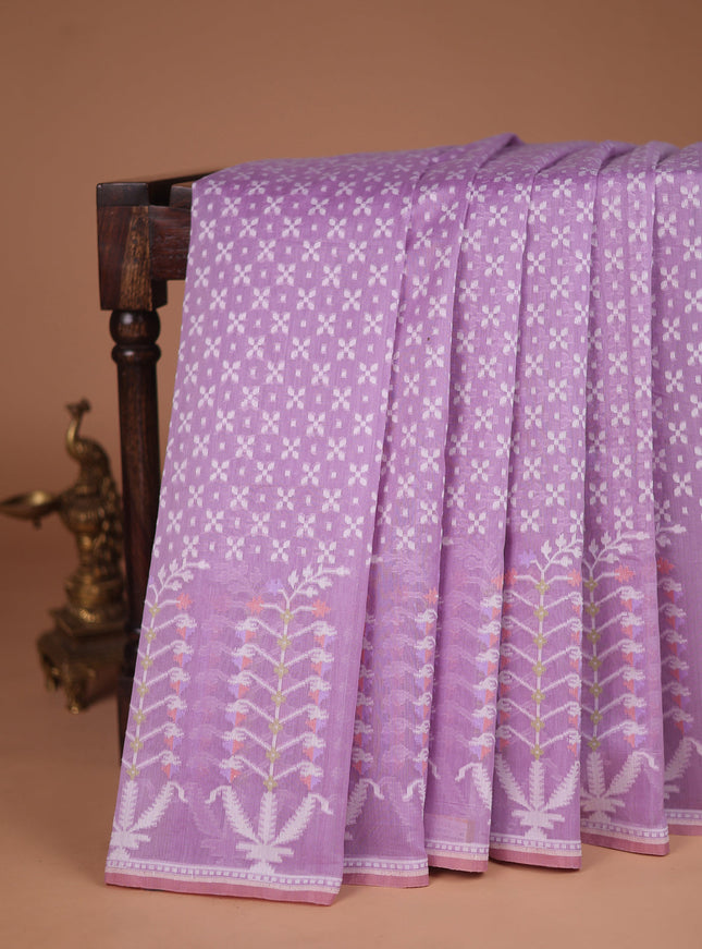 Lavender Banarasi Cotton Saree