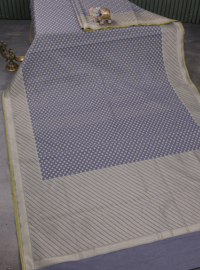 Bluish Grey Banarasi Cotton Saree