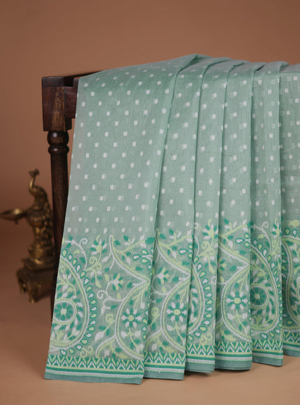 Pastel Green Banarasi Cotton Saree
