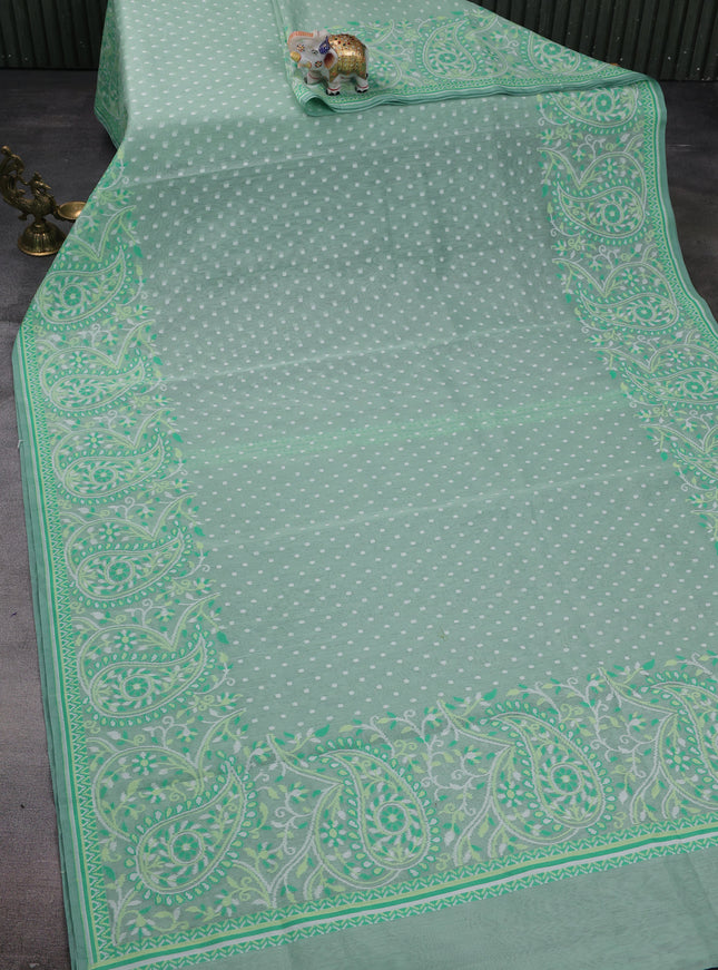 Pastel Green Banarasi Cotton Saree