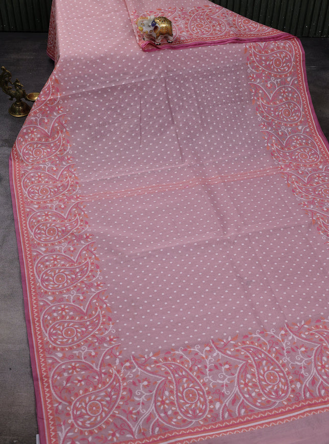 Pastel Pink Banarasi Cotton Saree