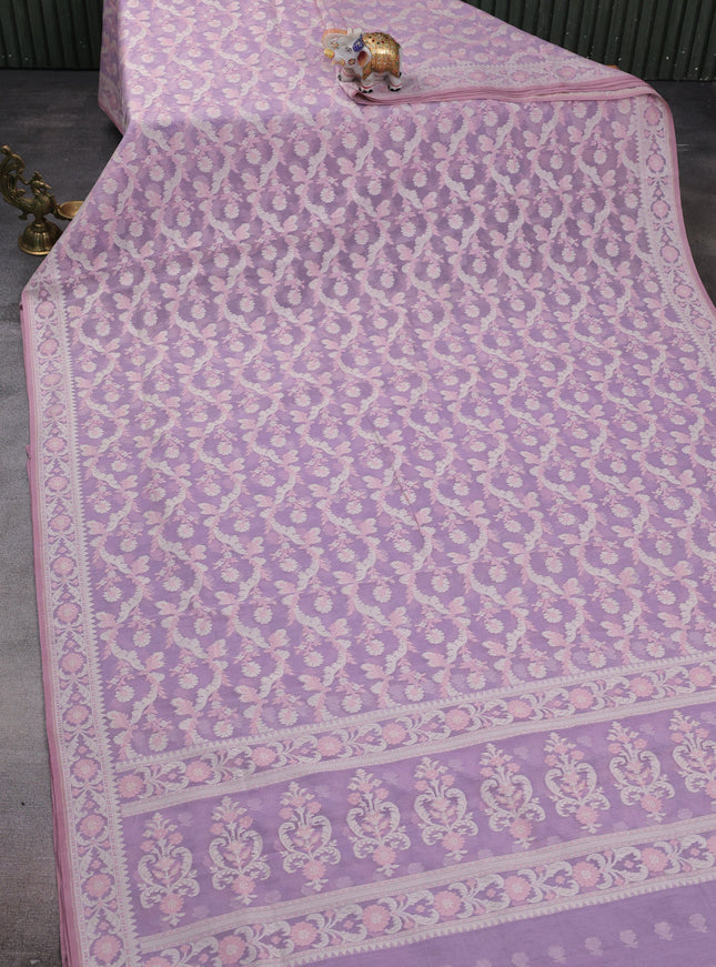 Pastel Lavender Banarasi Cotton Saree