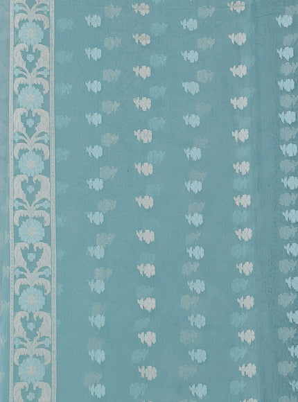 Pastel Blue Banarasi Cotton Saree
