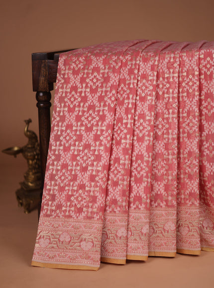 Peach Banarasi Cotton Saree