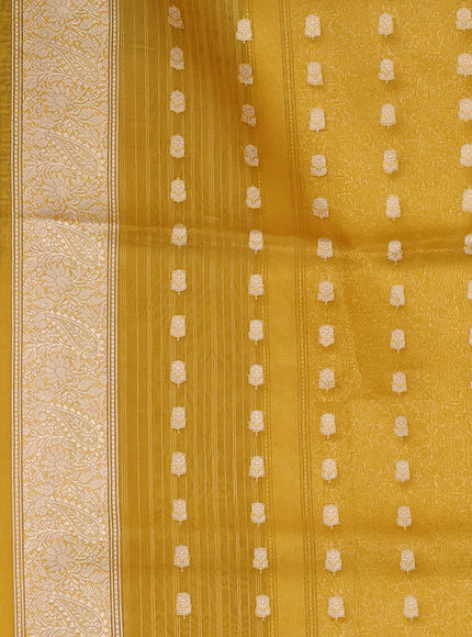 Yellow-Sandal Banarasi Kora Saree