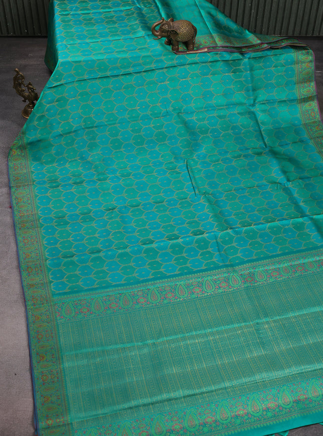 Teal Green Pure Kanchipuram Silk Saree