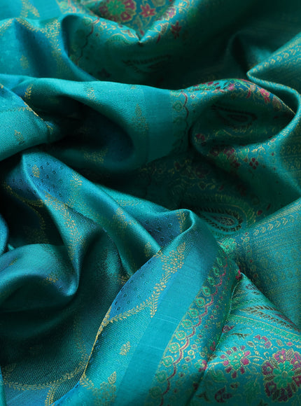 Teal Green Pure Kanchipuram Silk Saree