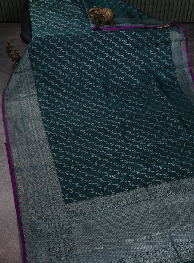 Pecock Green-Purple Pure Kanchipuram Silk Saree